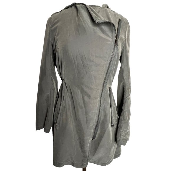 Divided by H&M women’s size 2 lightweight jacket hooded side, zipper army green - Picture 1 of 13